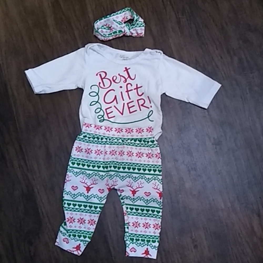Onesie, pants, and a headband